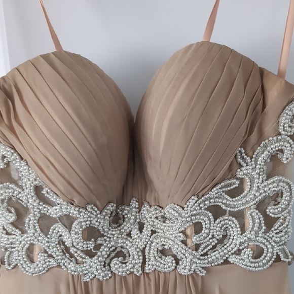 Elegant Beige Evening Gown - Picture 2 of 4